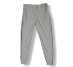 Baseball Pant with button enclosure, belt loops, inset back pockets, piping down legs and elastic cuff