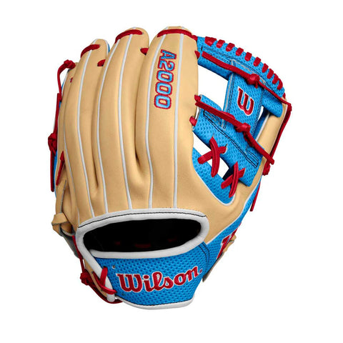 Wilson A2000 Fall 2024 1975SC Blonde/ Sky Blue/ Red Spin Control 11.75" Glove