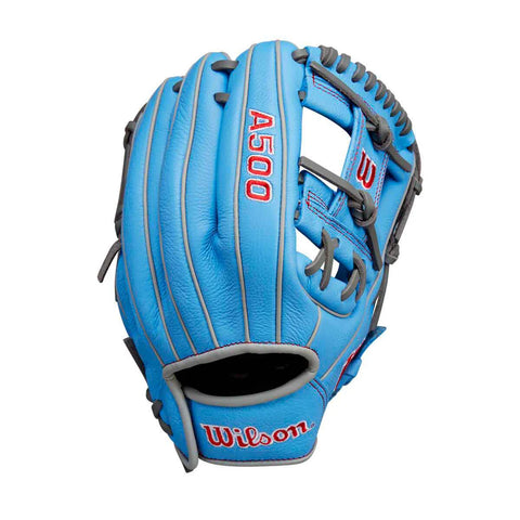 Wilson A500 11" Blue/ Grey/ Red Youth Baseball Gloves- Quickfit Tech