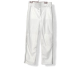 Baseball pant with button enclosure, belt loops, back inset pockets, piping down legs and open buttom